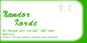 nandor korde business card